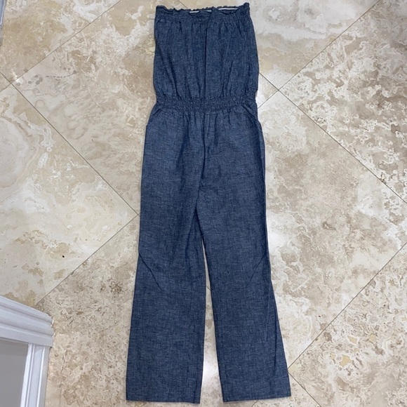 Strapless Chambray Jumpsuit w/ cinched waist - S - Picture 1 of 5